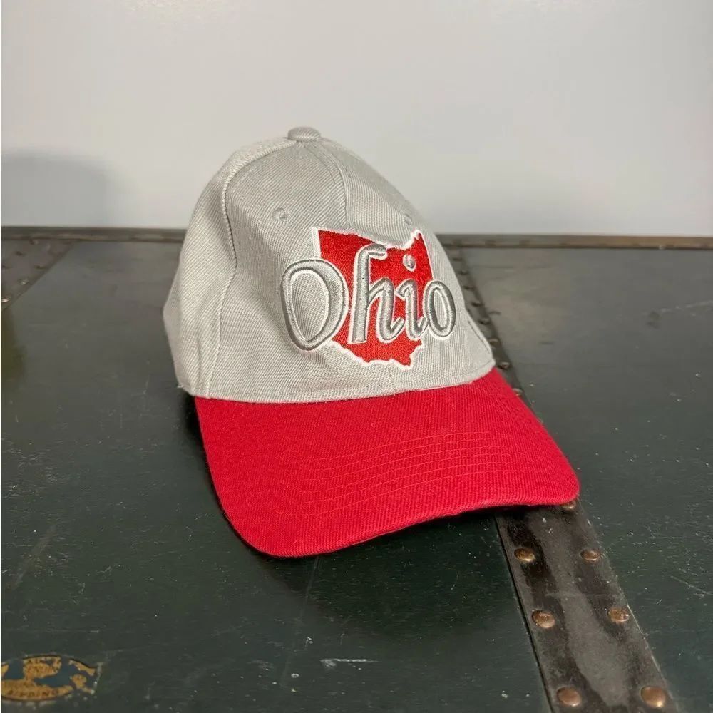 Ohio State Baseball Hat Cap Scarlet & Gray Adjustable Embroidered Red White